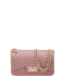 V Quilted Pattern Jelly Crossbody Bag 7042PP ROSEGOLD